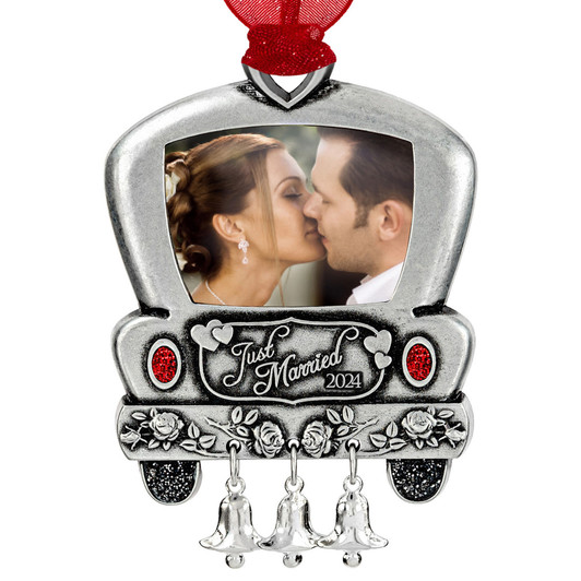 Just Married Car Picture Frame Ornament