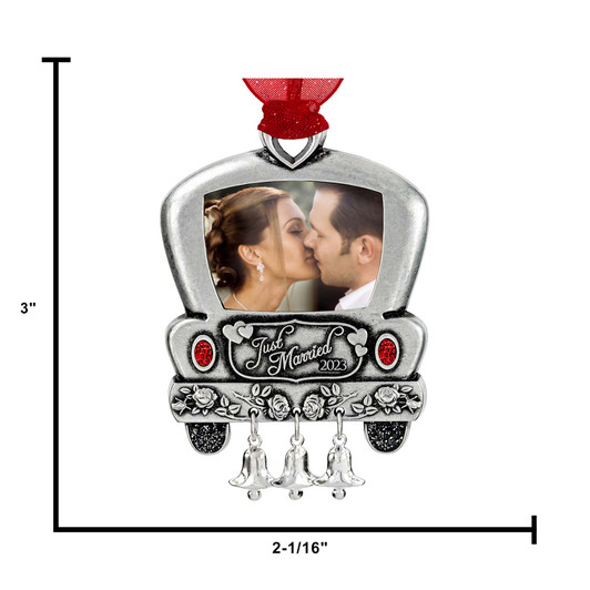 Just Married Car Picture Frame Ornament