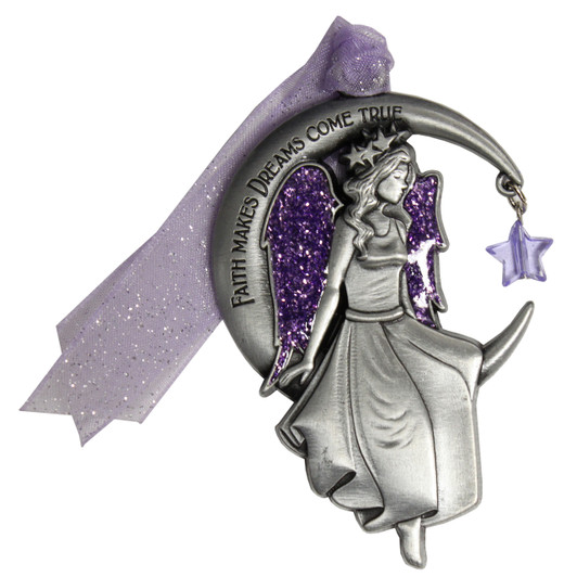 Faith Makes Dreams Come True Angel on Moon Ornament