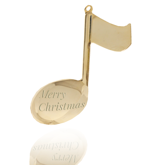 gold engravable eighth musical note christmas ornament