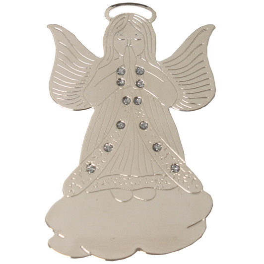 Silver Praying Angel Christmas Tree Ornament