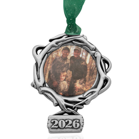 Antler Wreath Pewter Christmas Ornament