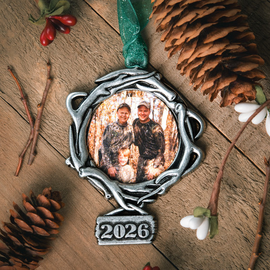 Antler Wreath Pewter Christmas Ornament