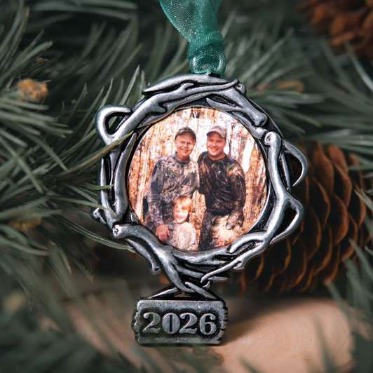 Antler Wreath Pewter Christmas Ornament