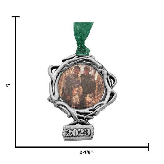 Antler Wreath Pewter Christmas Ornament