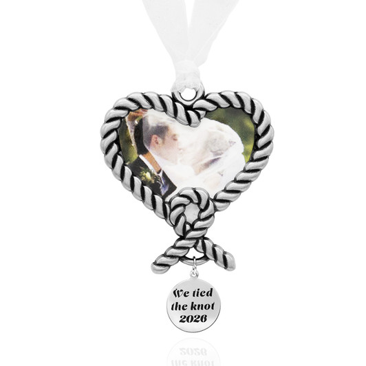 We Tied the Knot Wedding Picture Frame Pewter Christmas Ornament Wedding Gifts for Bride and Groom
