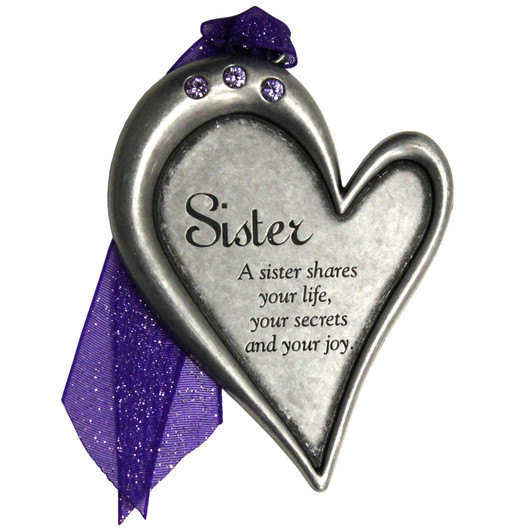 Sister Heart Pewter Christmas Tree Ornament