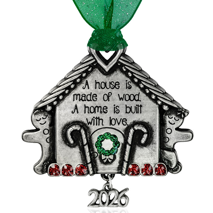 Silver Metal Gingerbread House Ornament