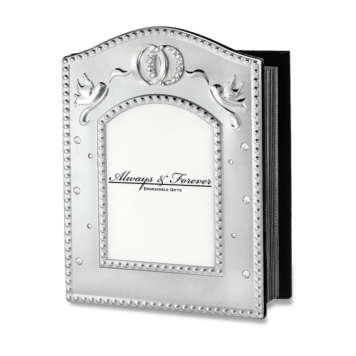 wedding photo album-wedding giftsWedding-themed photo album book with metal cover and crystals, perfect for newlyweds."