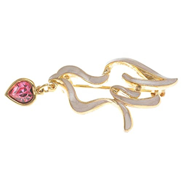 Pink Cancer Awareness Dove Gold Metal Pin