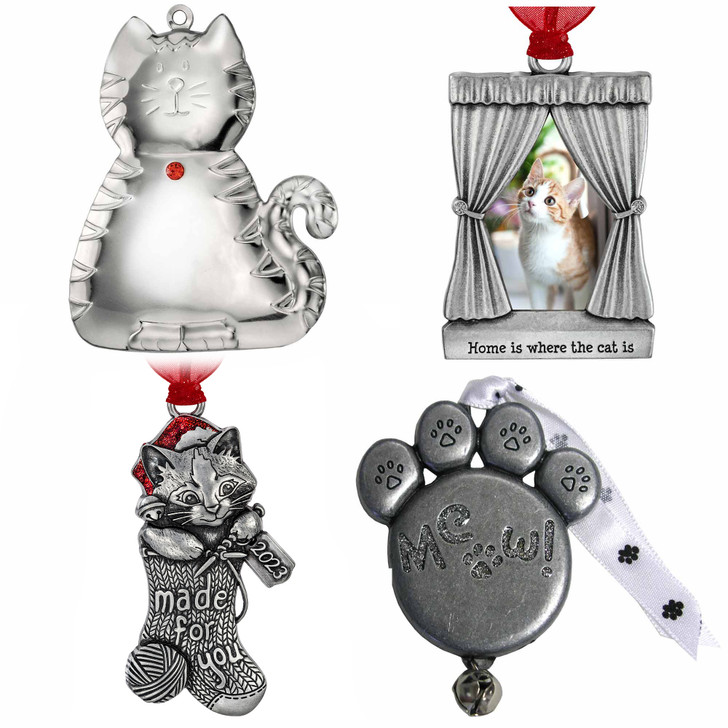 P.Silver Cat 銀猫 （OC） Love My Cat Pewter and Silver Dapped Kitten Ornament Collection