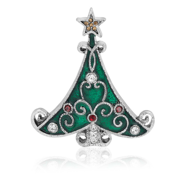 Silver Metal Christmas Tree Lapel Pin Brooch for Women or Girls - Gloria  Duchin