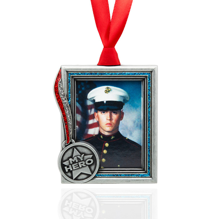 Pewter Metal My Hero Military Picture Photo Frame Ornament