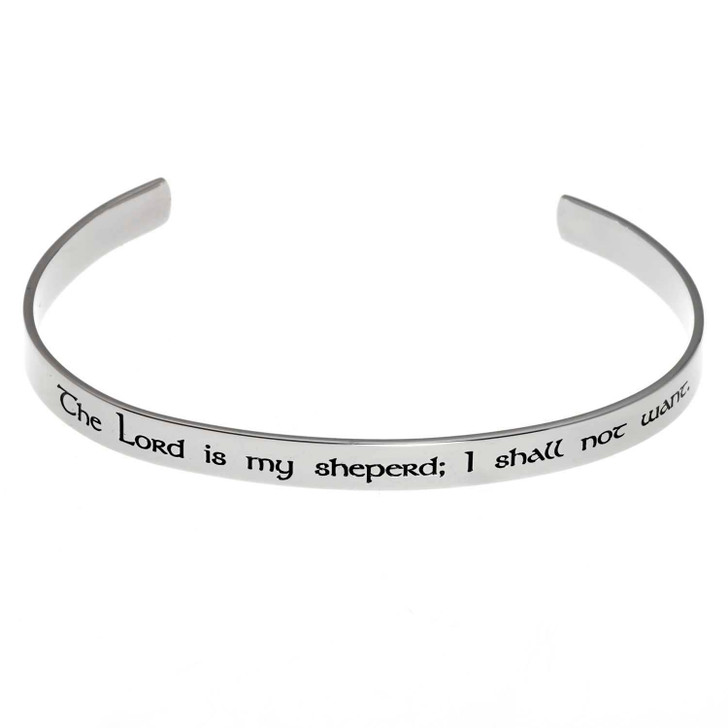 Psalm 23 Inspirational Stainless Steel Cuff Bracelet Silver metal jewelry