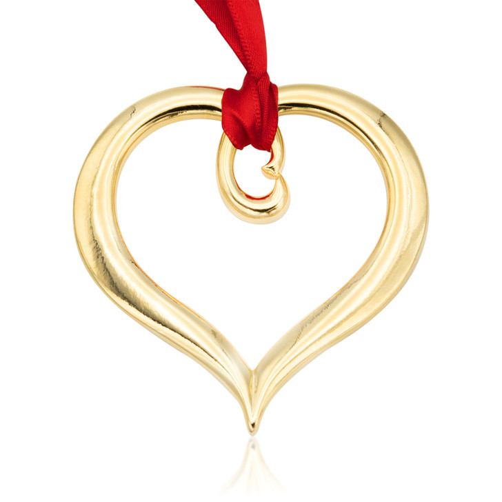 Modern Minimalist Heart Gold Metal Christmas Ornament