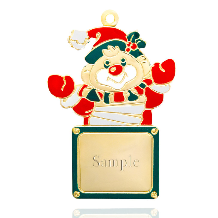 Hand Enameled Jack in the Box Gold Plated Ornament