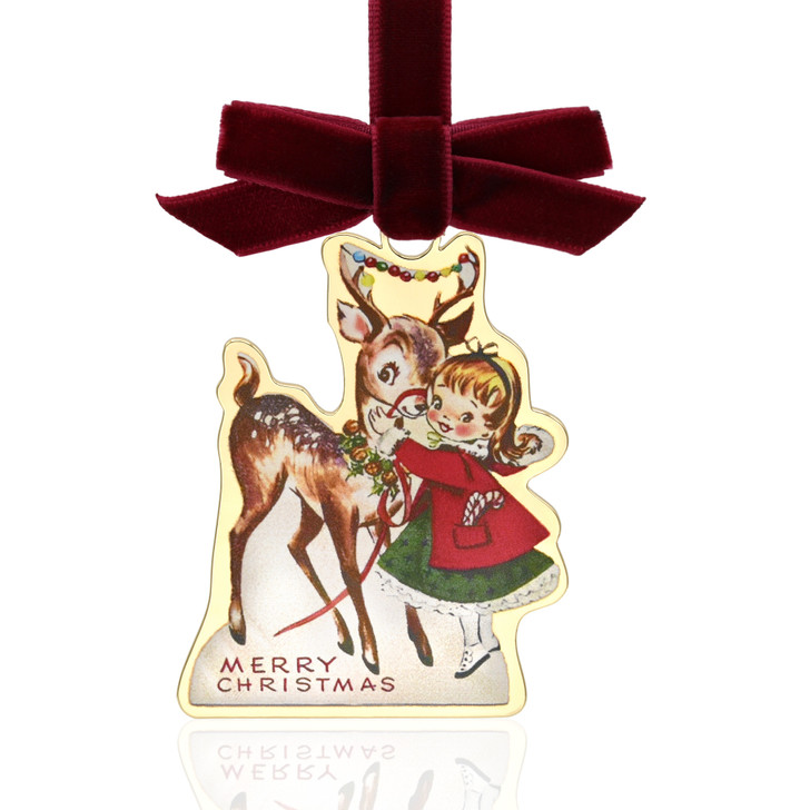 Merry Christmas Reindeer Vintage Style Tree Ornament