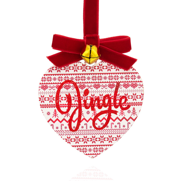 Folklore Jingle Heart with Jingle Bell Christmas Tree Ornament Holiday Decorations