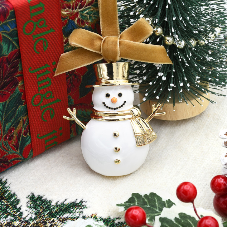 White and Gold Snowman Christmas Tree Ornament Holiday Decorations