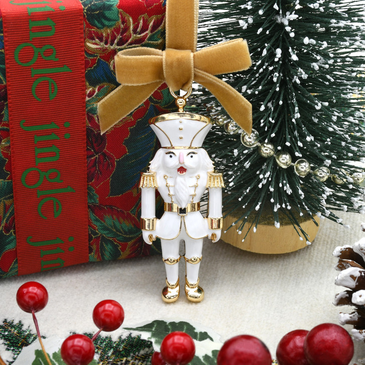 White and Gold Nutcracker Christmas Tree Ornament Holiday Decorations