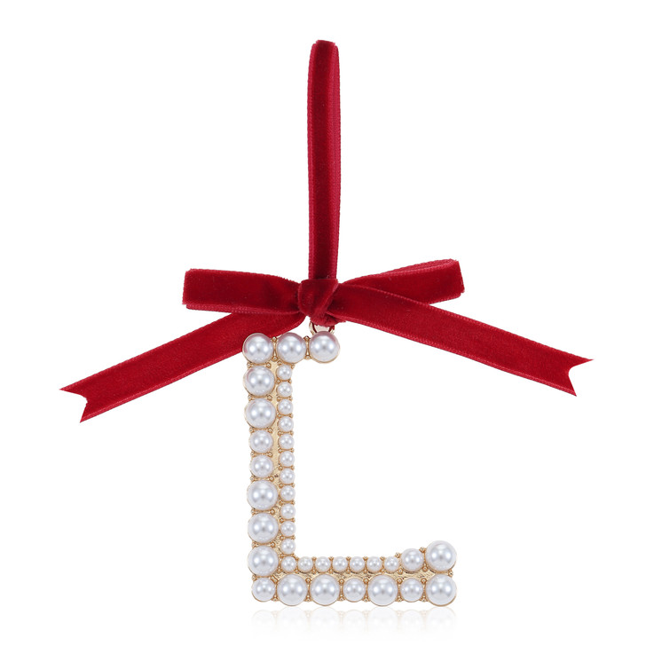 Elegant Pearl Initial Ornament - L