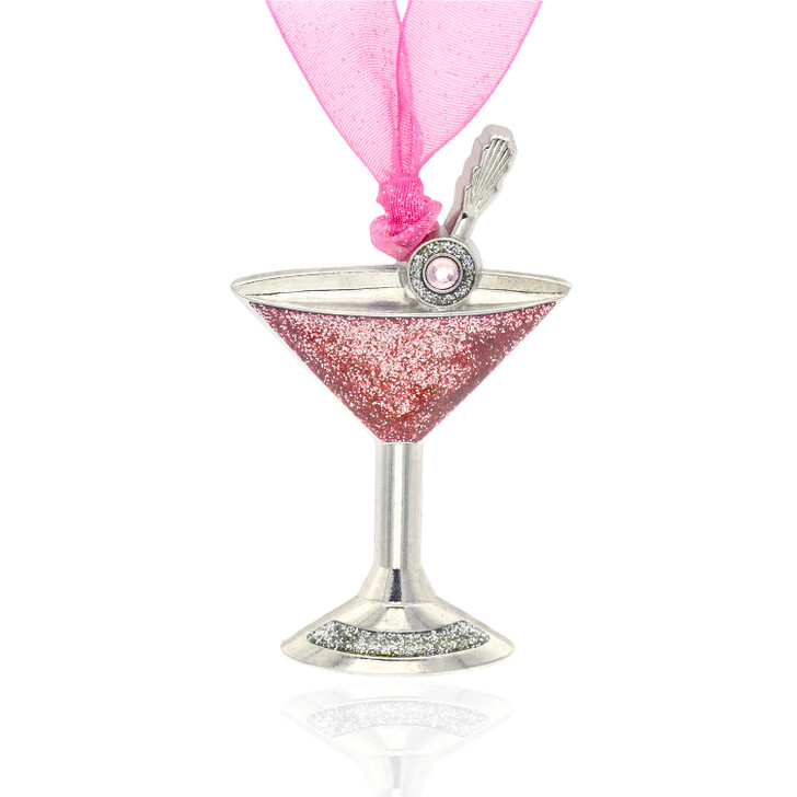 Pink Glitter Martini Glass Ornament