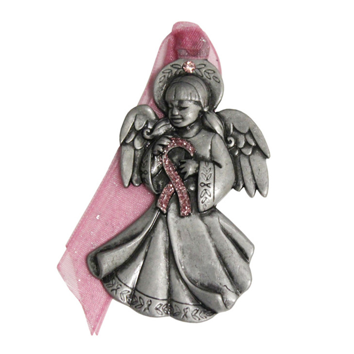 Pink Ribbon Angel Breast Cancer Christmas Tree Ornament