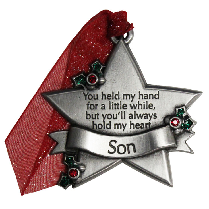 Son Star with Holly Christmas Tree Ornament