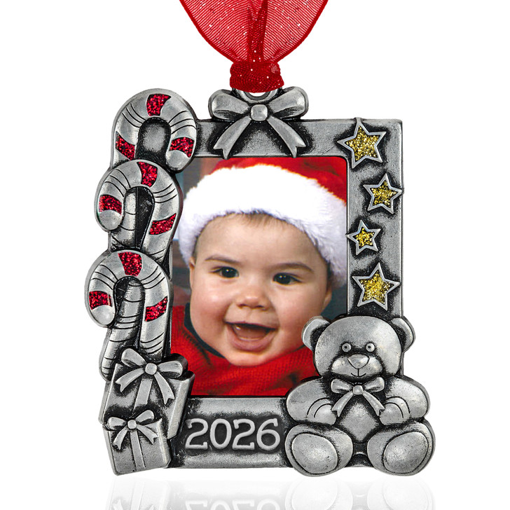 Candy Cane Photo Picture Frame Baby Ornament
