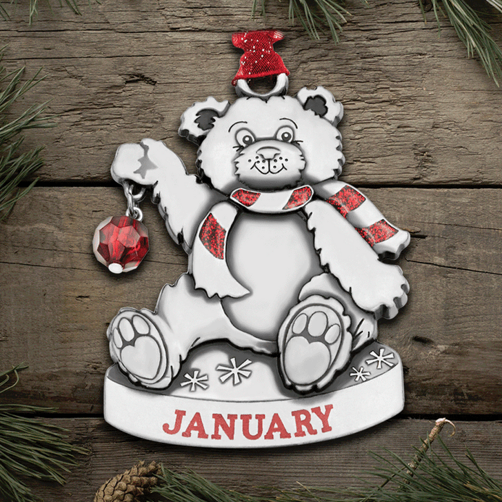 Birthstone Bear Christmas Tree Ornament