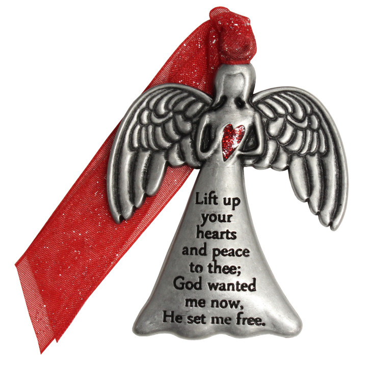 Remembrance Angel with Glitter Heart Ornament