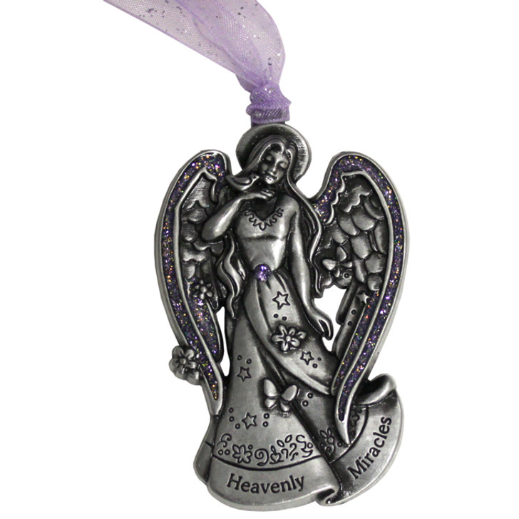 "ONE HEART CAN CHANGE THE WORLD" PEWTER INSPIRATIONAL ANGEL CHRISTMAS ORNAMENT 