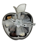 Ceramic White And Silver Apple & Honey Dish With Chocolate