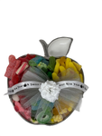 Silver Ceramic Apple Dish With Gummies