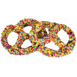 White Chocolate Covered Pretzel with Multicolored Seeds