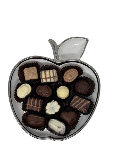 Ceramic White And Silver Apple & Honey Dish With Chocolate