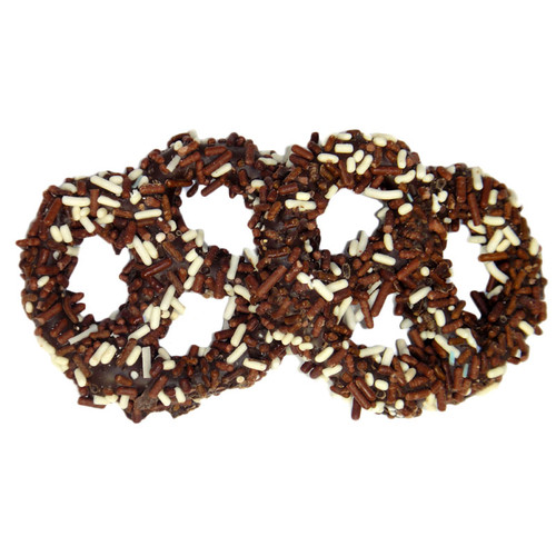 Chocolate Covered Pretzel with Chocolate and White Sprinkles