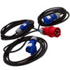 Spider-Fly 32/3p (3 Phase) 32 Amp Red IP44 Plug to 3 x 16 Amp 240v Blue Sockets Frabco Direct