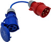 5-Pin 415v 3 Phase to Single Phase 230v Coupler Red Plug to Blue Socket Break Out Cable