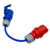 5-Pin 415v 3 Phase to Single Phase 230v Coupler Red Plug to Blue Socket Break Out Cable