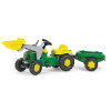 Rolly Toys John Deere Tractor Pedal Ride On With Front Loader And Trailer