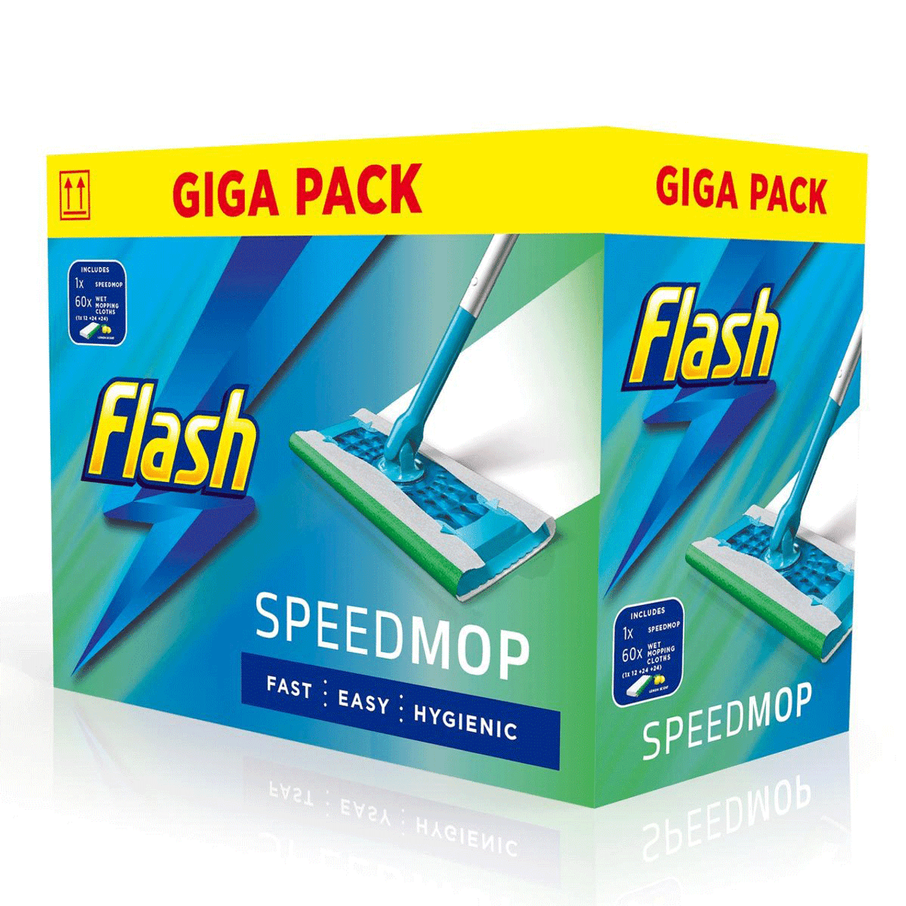 Flash Speed Mop Giga Pack avec 60 Humide Se Morfondre Chiffon Recharges Value Pack 