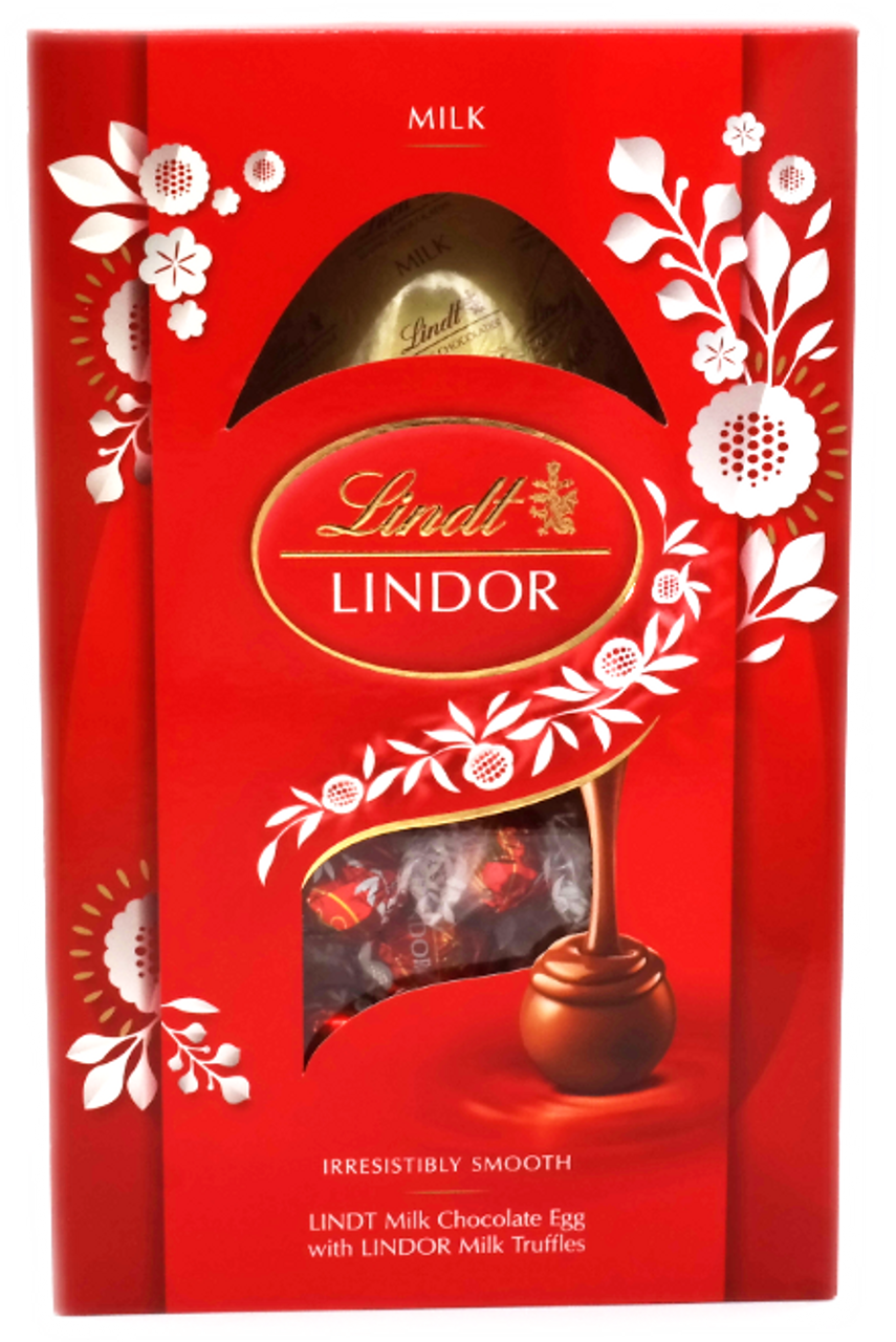 Lindt Lindor Milk Chocolate Easter Egg With Lindor Milk Truffles 260g Red In Eggs 0193