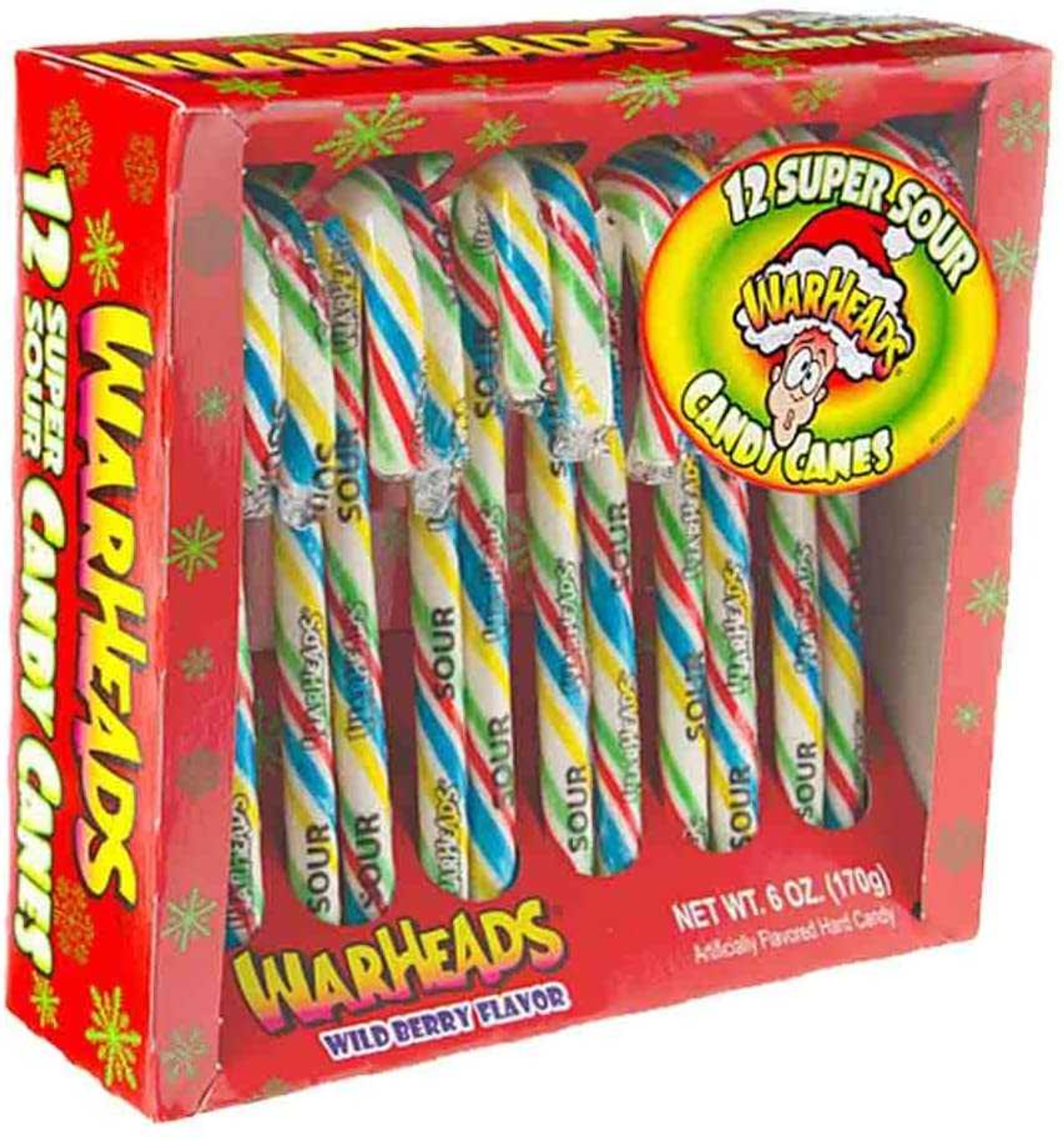 Warheads Super Sour Wild Berry Flavoured Candy Cane 12 Cane Pack Short Date In Sour Candy 