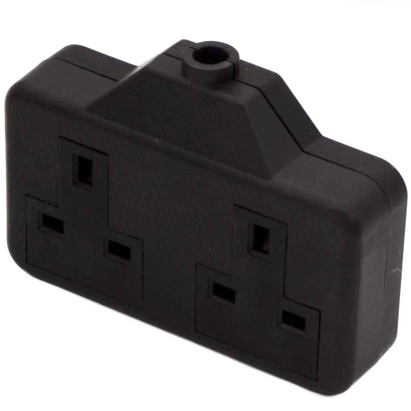 2 Gang Self Wire Mains Power 2-Gang Heavy Duty Rubber 13-Amp Sockets