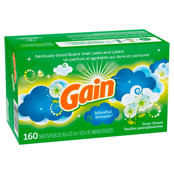 Gain Dryer Sheets, Blissful Breeze Scent, 160 Count