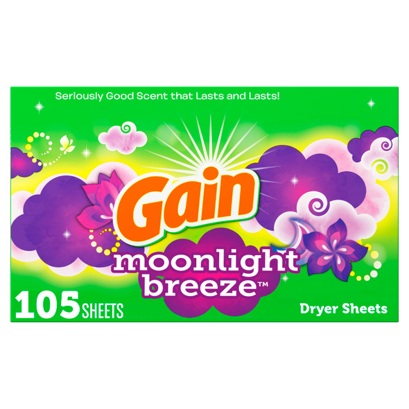 Gain Dryer Sheets, Moonlight Breeze Scent, 105 Count