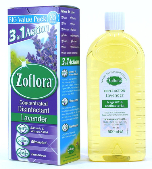 Zoflora 3 in 1 Action Concentrated Disinfectant Lavender 500ml