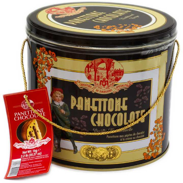 Chocolate Panettone 1 kg 2.2 lb Decorative Tin Frabco Direct