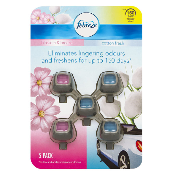 Febreze Cotton Fresh Car Clip Air Freshener, Pack of 6